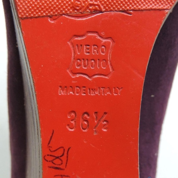 Authentic Christian Louboutin Pipina 55 Purple Suede Pointed Toe Low Wedge - Picture 8 of 10